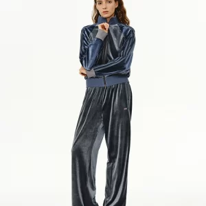 Velvet Cropped Zip-Up Hoodie Set - Image 5