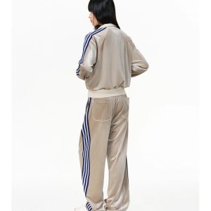 Velvet Cropped Zip-Up Hoodie Set - Image 3