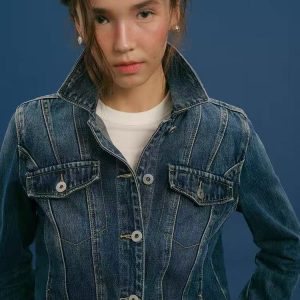 Women Fitted Denim Jacket - Image 9