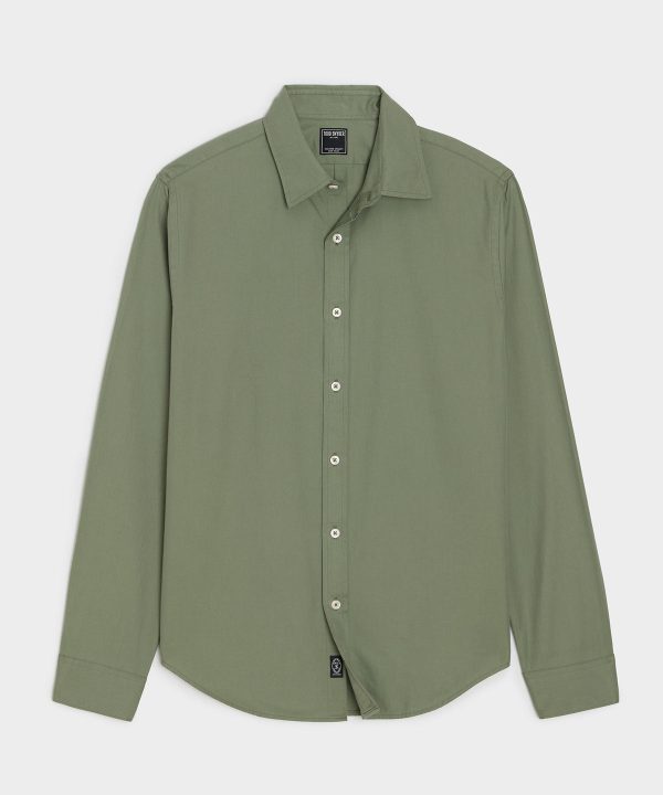 Cotton Twill Long Point Collar Shirt