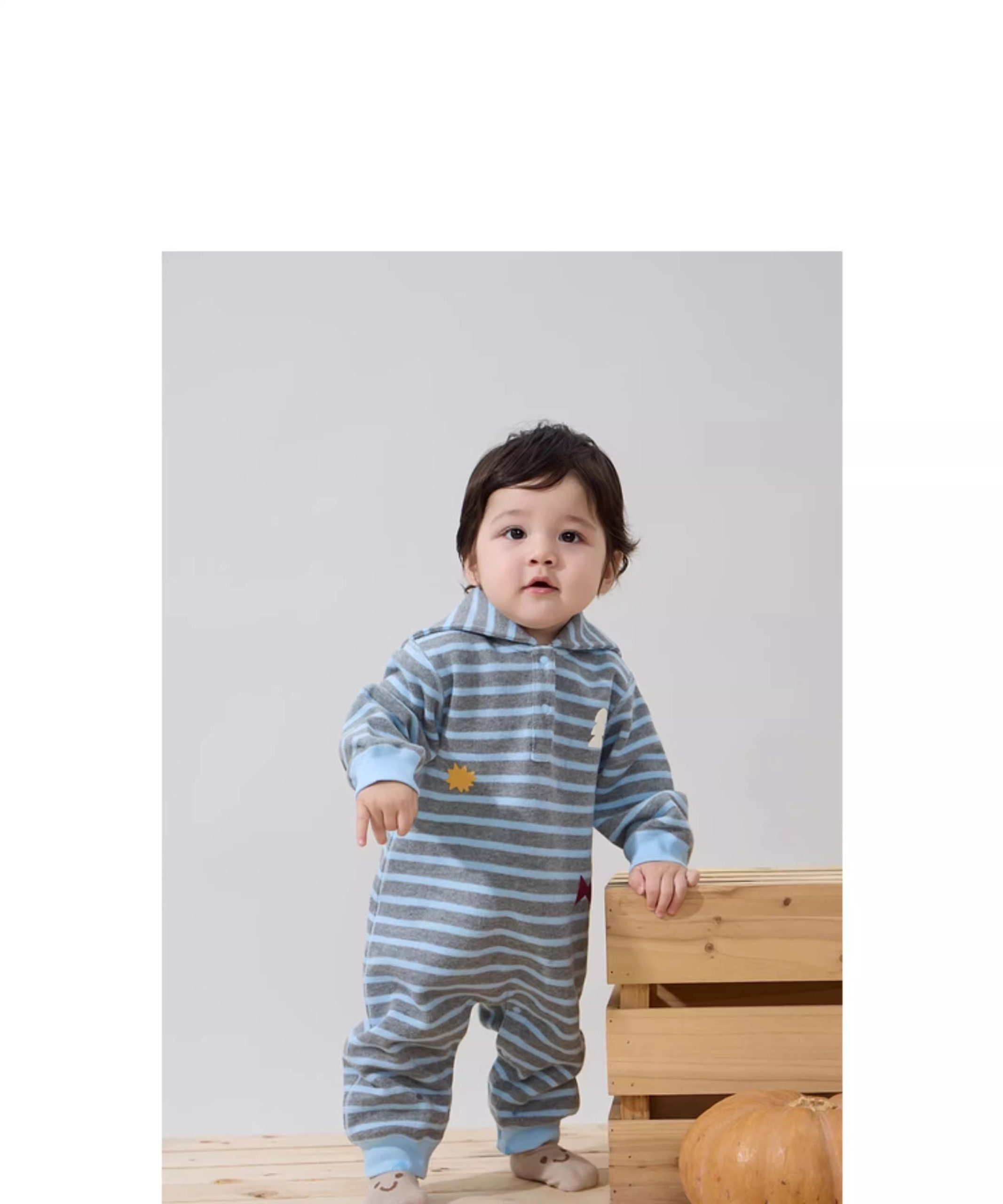 Stripes Baby Jumpsuit with Hoodie - Image 2