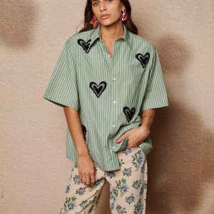 Heart Printing Boxy Short Shirt - Image 6