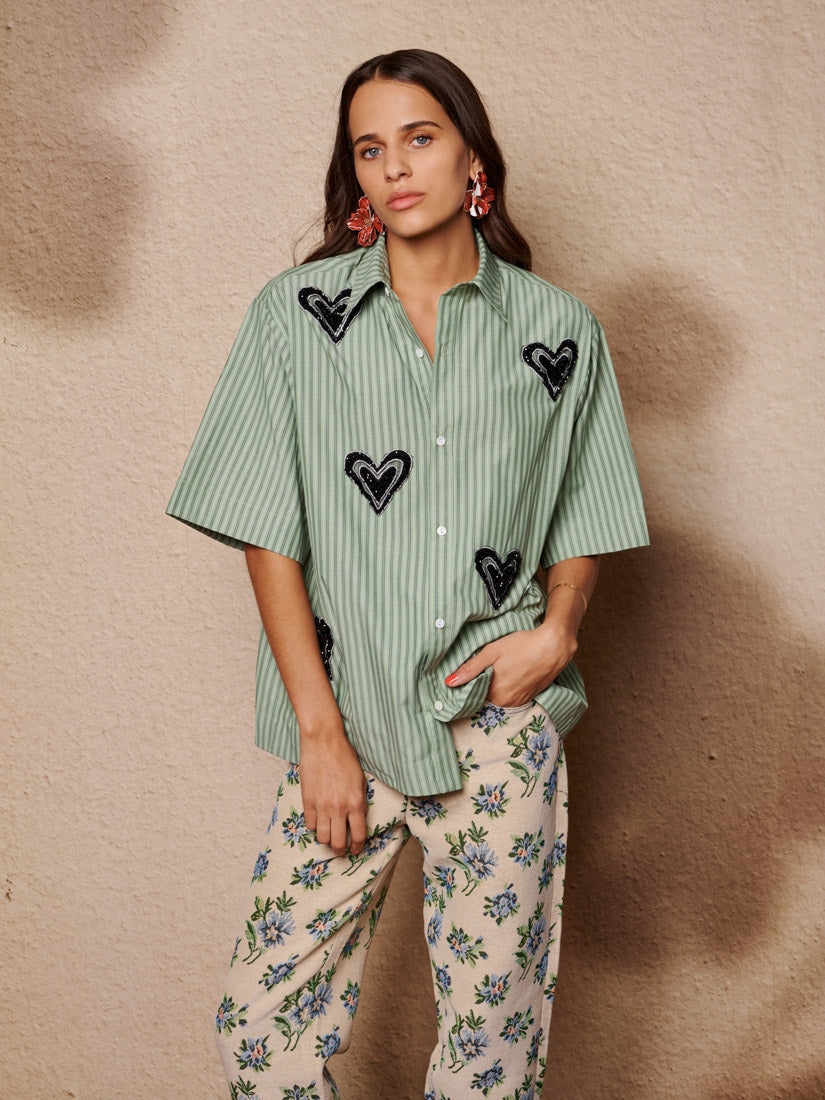 Heart Printing Boxy Short Shirt - Image 6