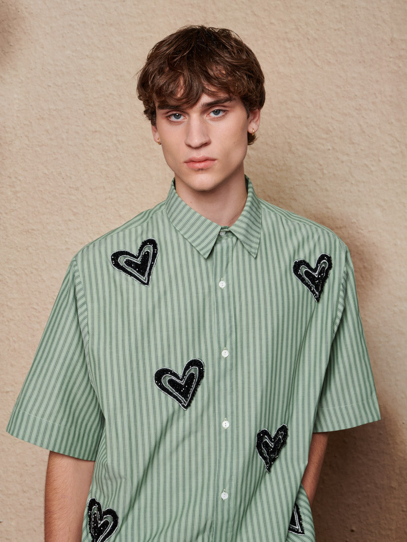 Heart Printing Boxy Short Shirt - Image 5