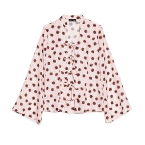 Spot Pyjama Tie Blouse | Polka Dot Relaxed Top