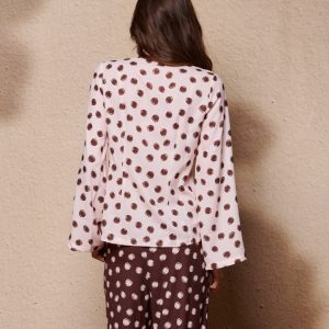 Spot Pyjama Tie Blouse | Polka Dot Relaxed Top - Image 2