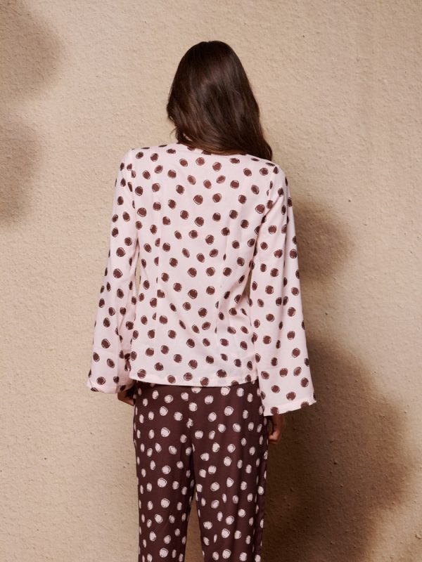 Spot Pyjama Tie Blouse | Polka Dot Relaxed Top