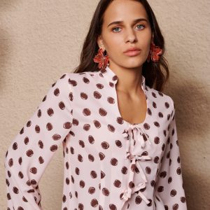 Spot Pyjama Tie Blouse | Polka Dot Relaxed Top - Image 3