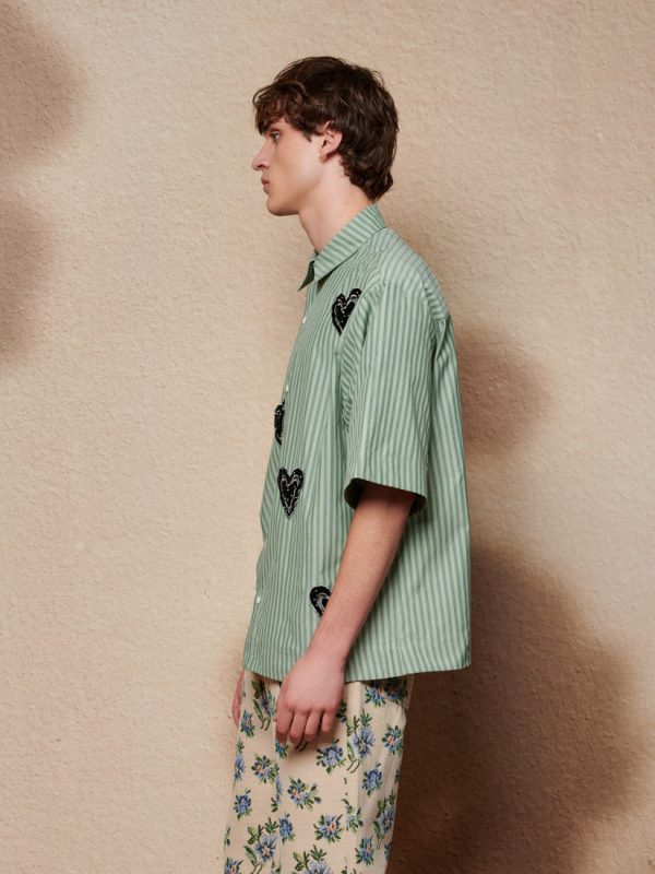 Heart Printing Boxy Short Shirt