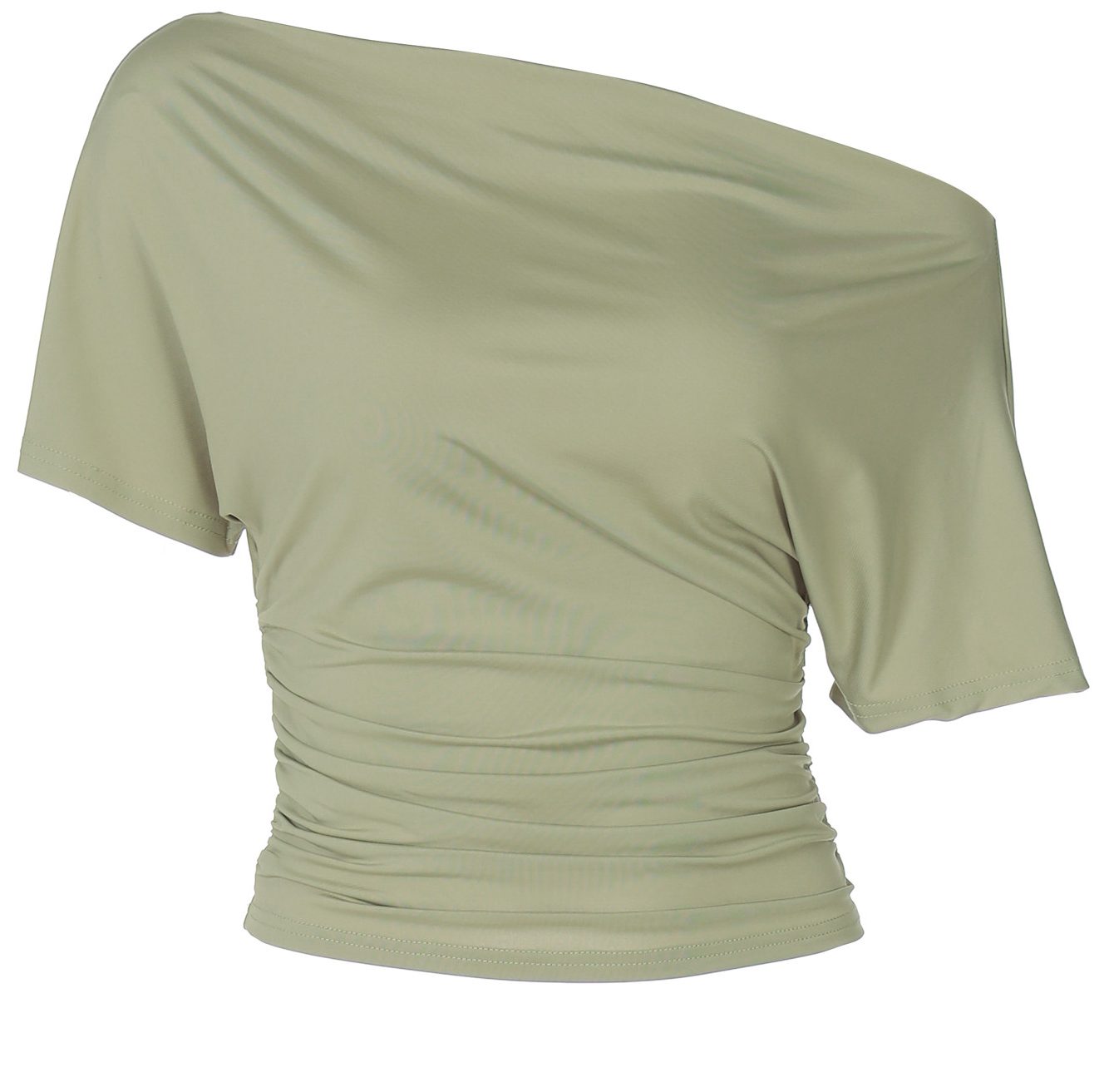 Solid Color Asymmetric Cropped T-shirt - Image 1