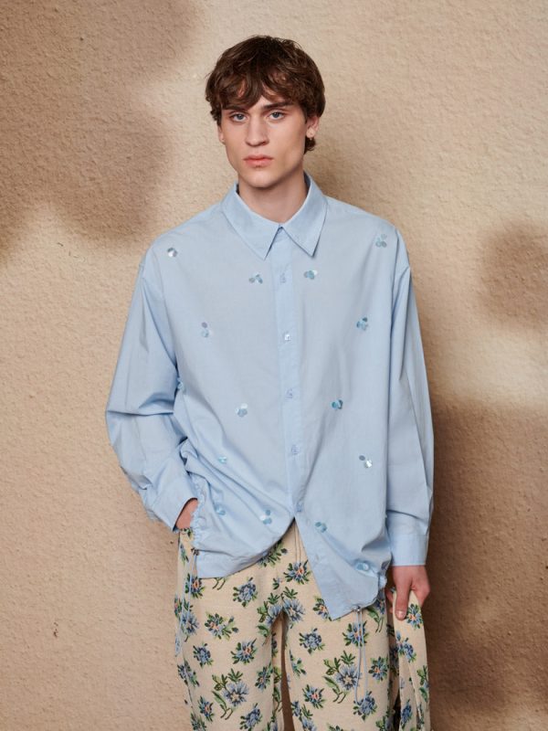 Embroidery Drawstring Shirt