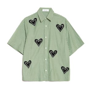 Heart Printing Boxy Short Shirt