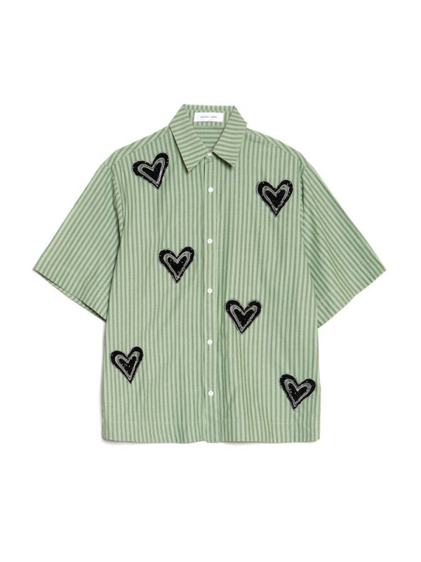 Heart Printing Boxy Short Shirt