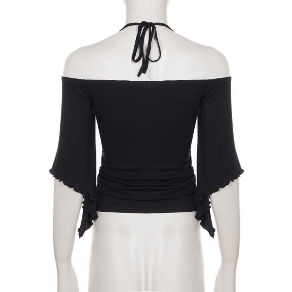 Off-the-Shoulder Batwing Sleeve T-shirt