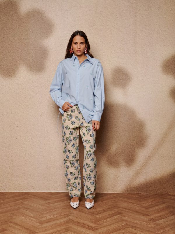 Embroidery Drawstring Shirt