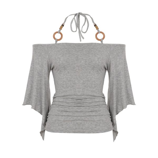 Off-the-Shoulder Batwing Sleeve T-shirt