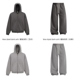 Men's Hoodie Set: 370G Short-fit BOXY Zip-up Jacket + Washed Wax-Dyed Sporty Casual Hoodie Sweatshirt - Image 5
