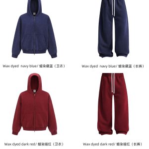 Men's Hoodie Set: 370G Short-fit BOXY Zip-up Jacket + Washed Wax-Dyed Sporty Casual Hoodie Sweatshirt - Image 4